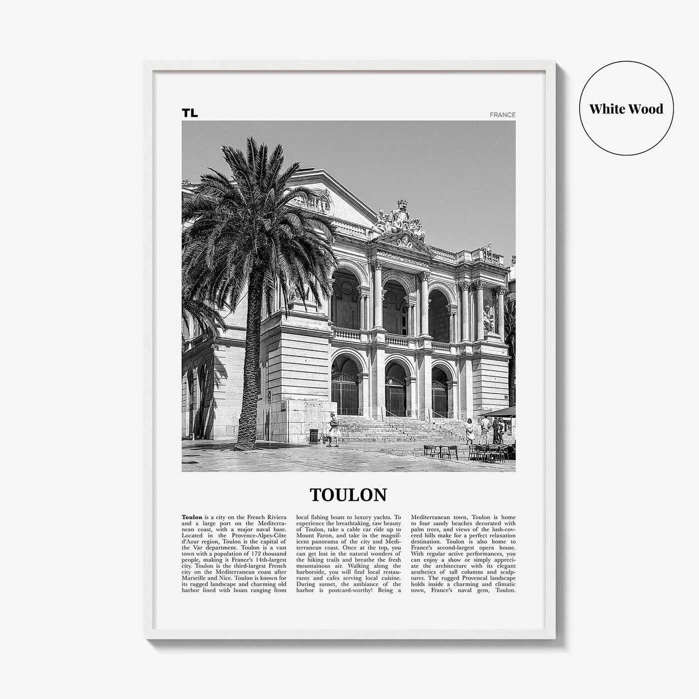 Toulon Print Black and White, Toulon Wall Art, Toulon Poster, Toulon Photo, Toulon Wall Décor, France, Tolon, Alpes-Côte d'Azur