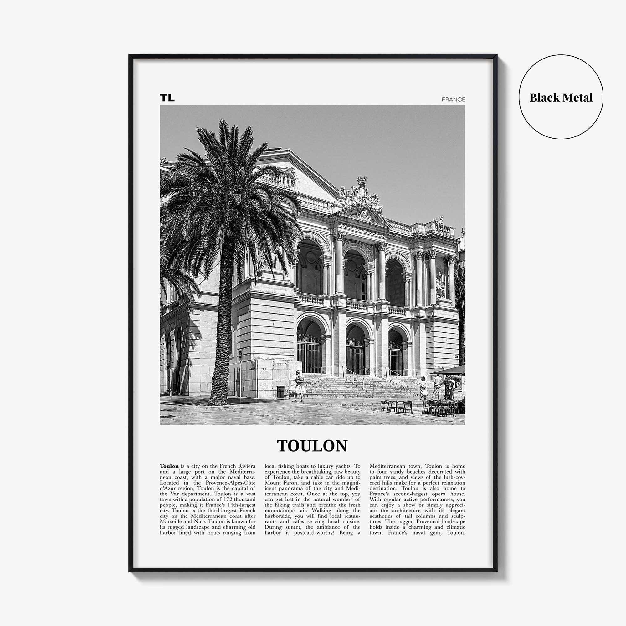 Toulon Print Black and White, Toulon Wall Art, Toulon Poster, Toulon Photo, Toulon Wall Décor, France, Tolon, Alpes-Côte d'Azur