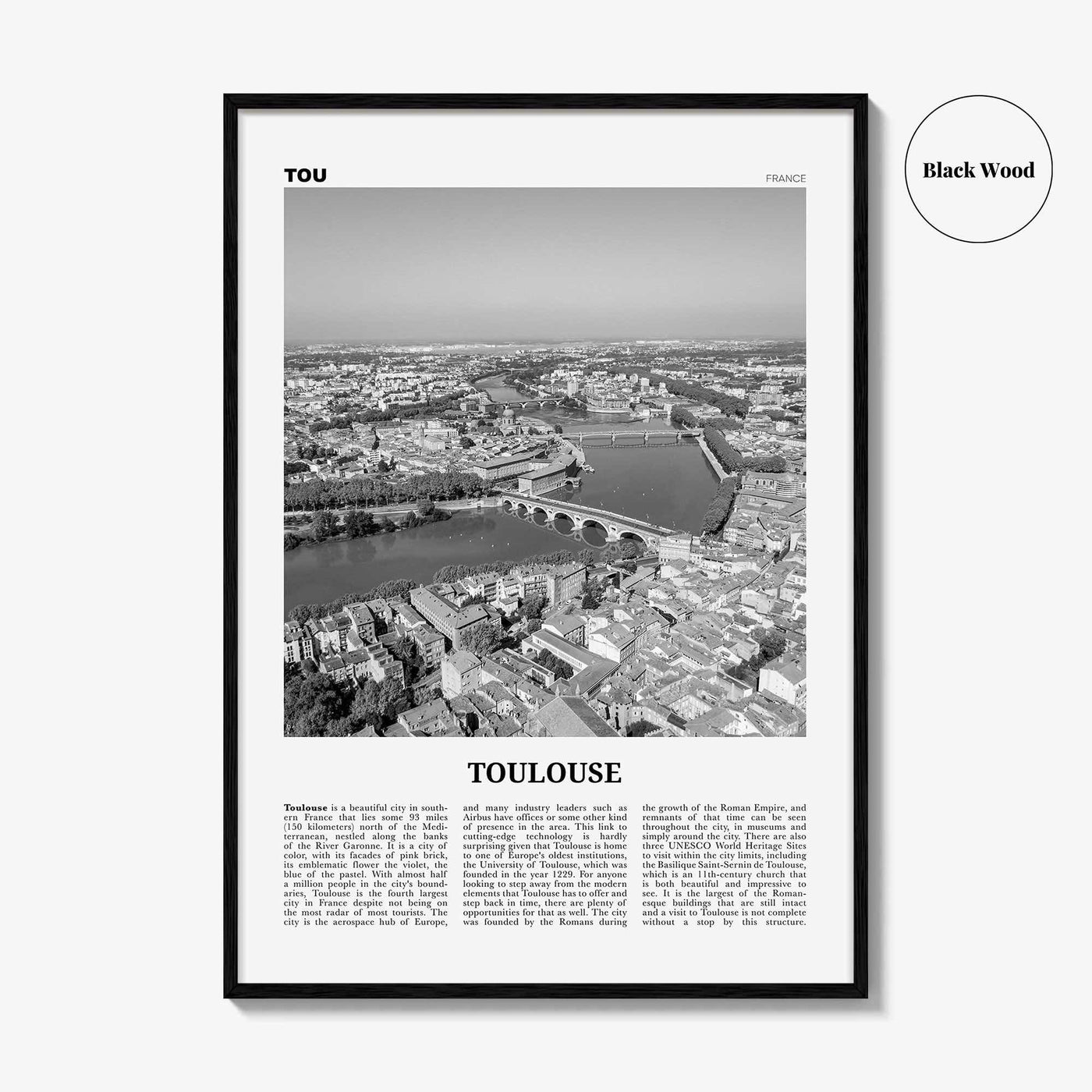 Toulouse Print Black and White, Toulouse Wall Art, Toulouse Poster, Toulouse Photo, Toulouse Wall Décor, France