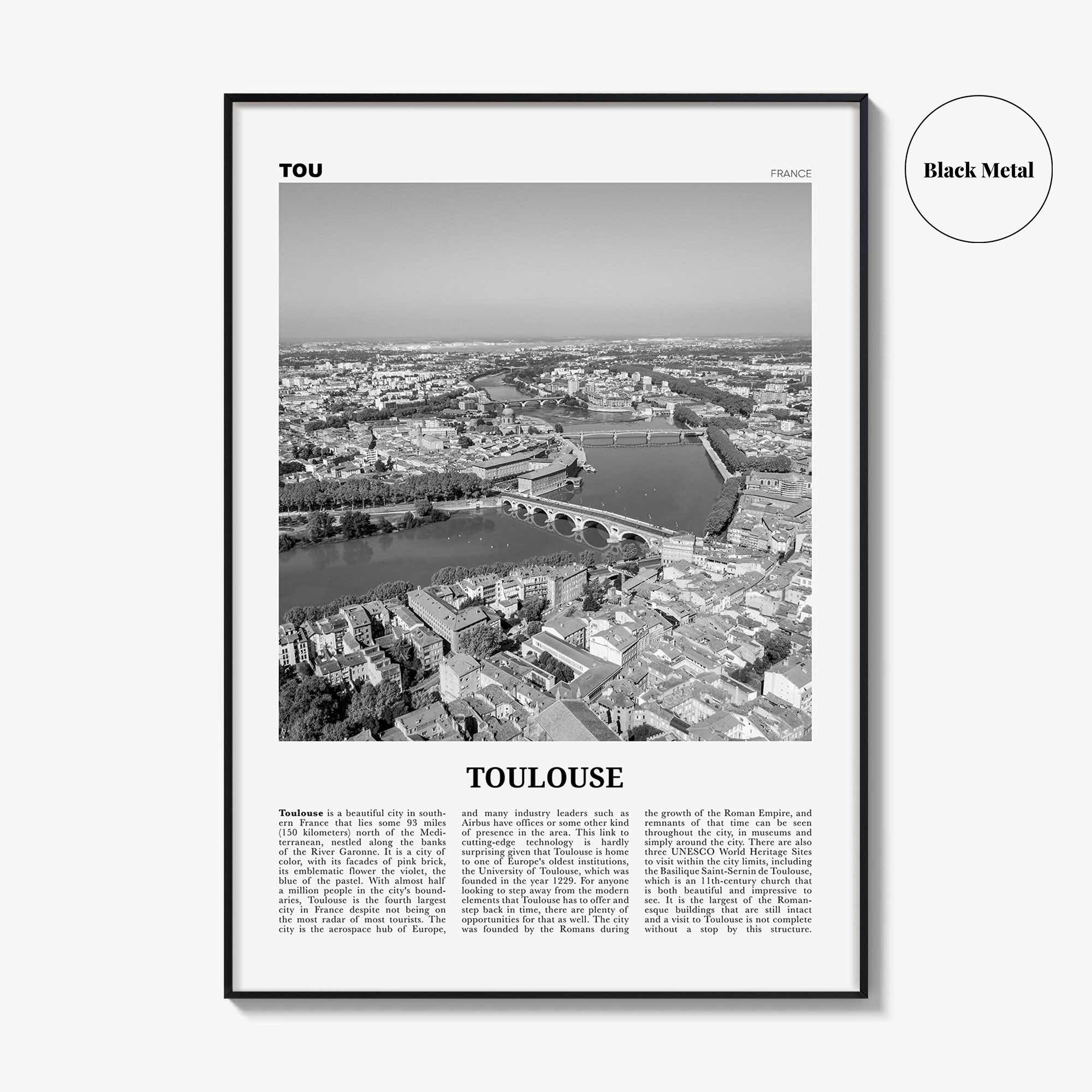 Toulouse Print Black and White, Toulouse Wall Art, Toulouse Poster, Toulouse Photo, Toulouse Wall Décor, France