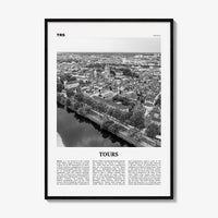 Tours Print Black and White, Tours Wall Art, Tours Poster, Tours Photo, Tours Wall Décor, Tours Map, France