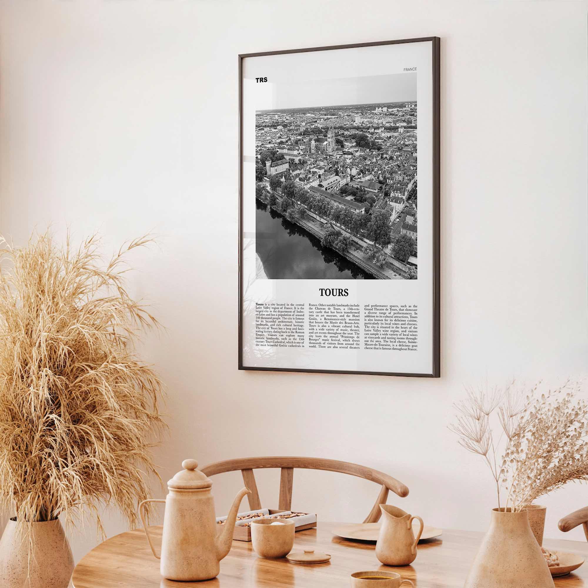 Tours Print Black and White, Tours Wall Art, Tours Poster, Tours Photo, Tours Wall Décor, Tours Map, France