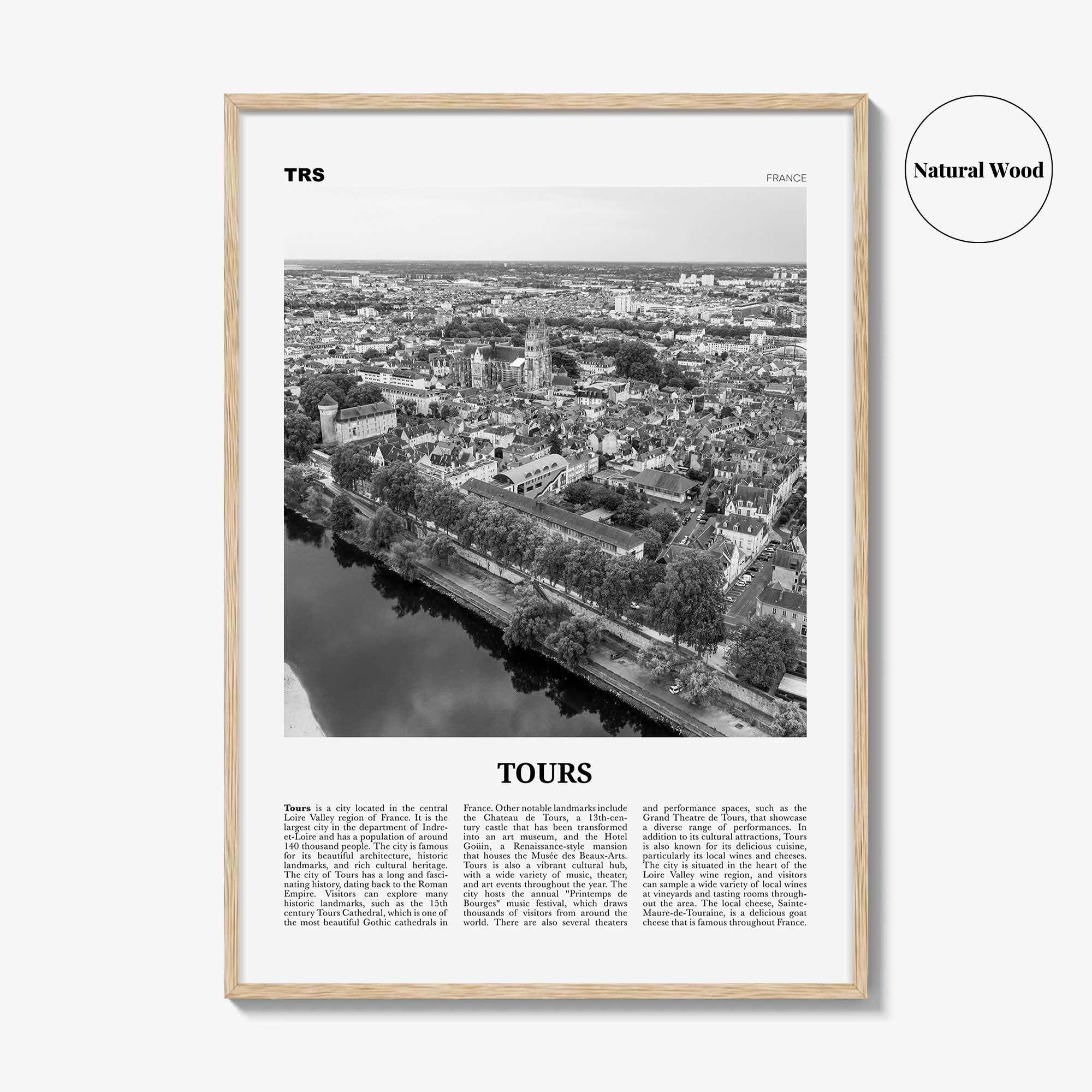 Tours Print Black and White, Tours Wall Art, Tours Poster, Tours Photo, Tours Wall Décor, Tours Map, France