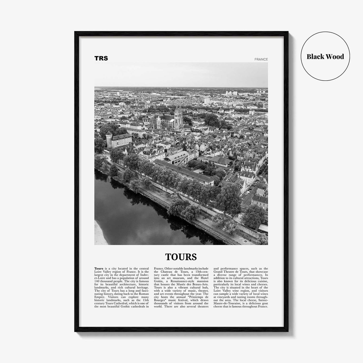 Tours Print Black and White, Tours Wall Art, Tours Poster, Tours Photo, Tours Wall Décor, Tours Map, France