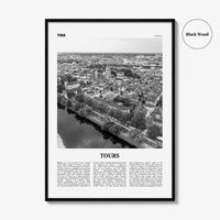 Tours Print Black and White, Tours Wall Art, Tours Poster, Tours Photo, Tours Wall Décor, Tours Map, France