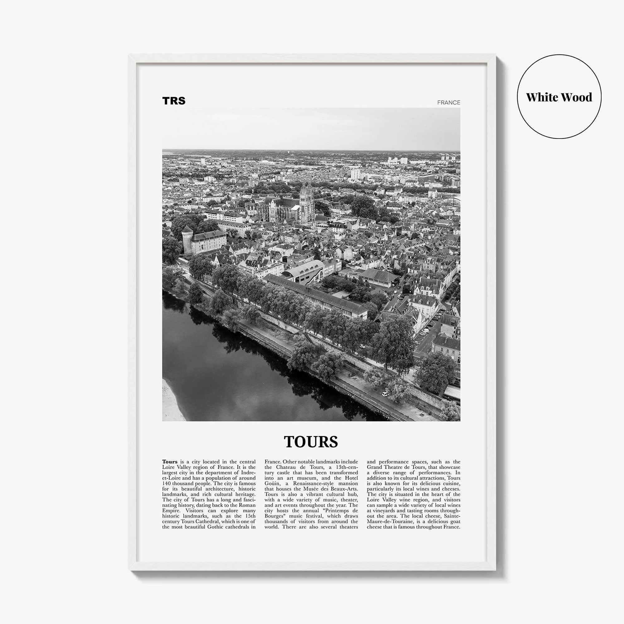 Tours Print Black and White, Tours Wall Art, Tours Poster, Tours Photo, Tours Wall Décor, Tours Map, France