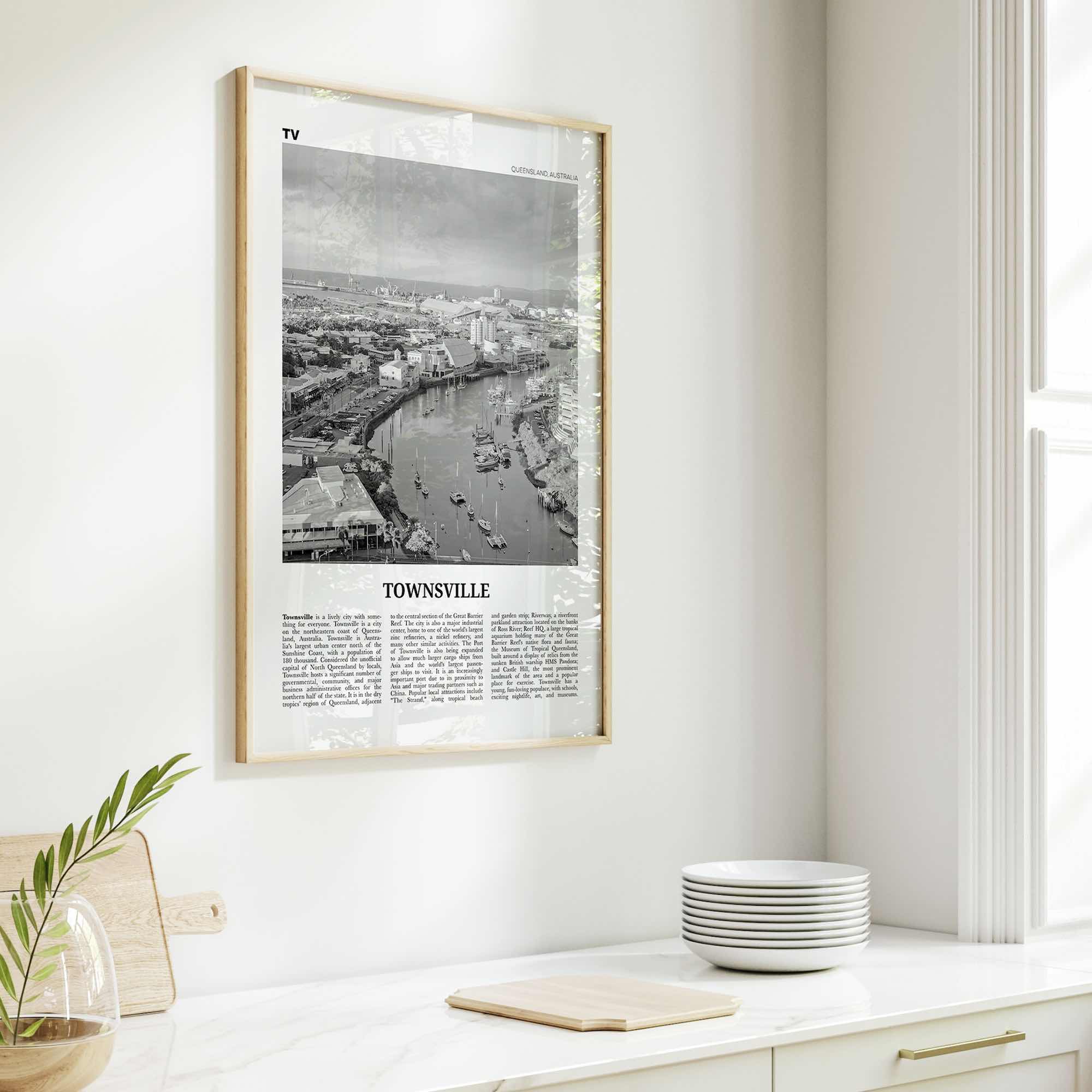 Townsville Print Black and White, Townsville Wall Art, Townsville Poster, Townsville Photo, Townsville Decor, Queensland, Australia, Oceania