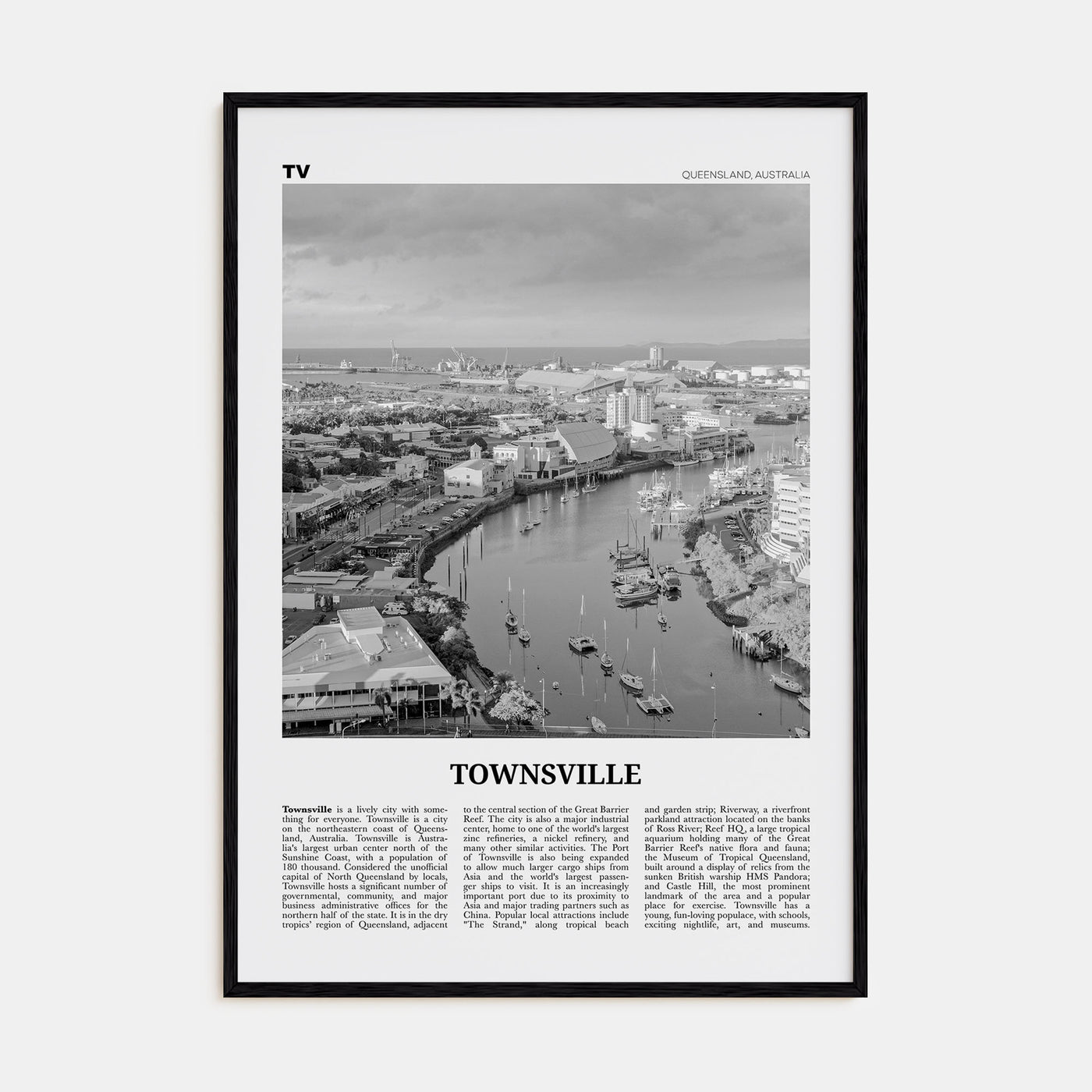 Townsville Travel B&W Poster