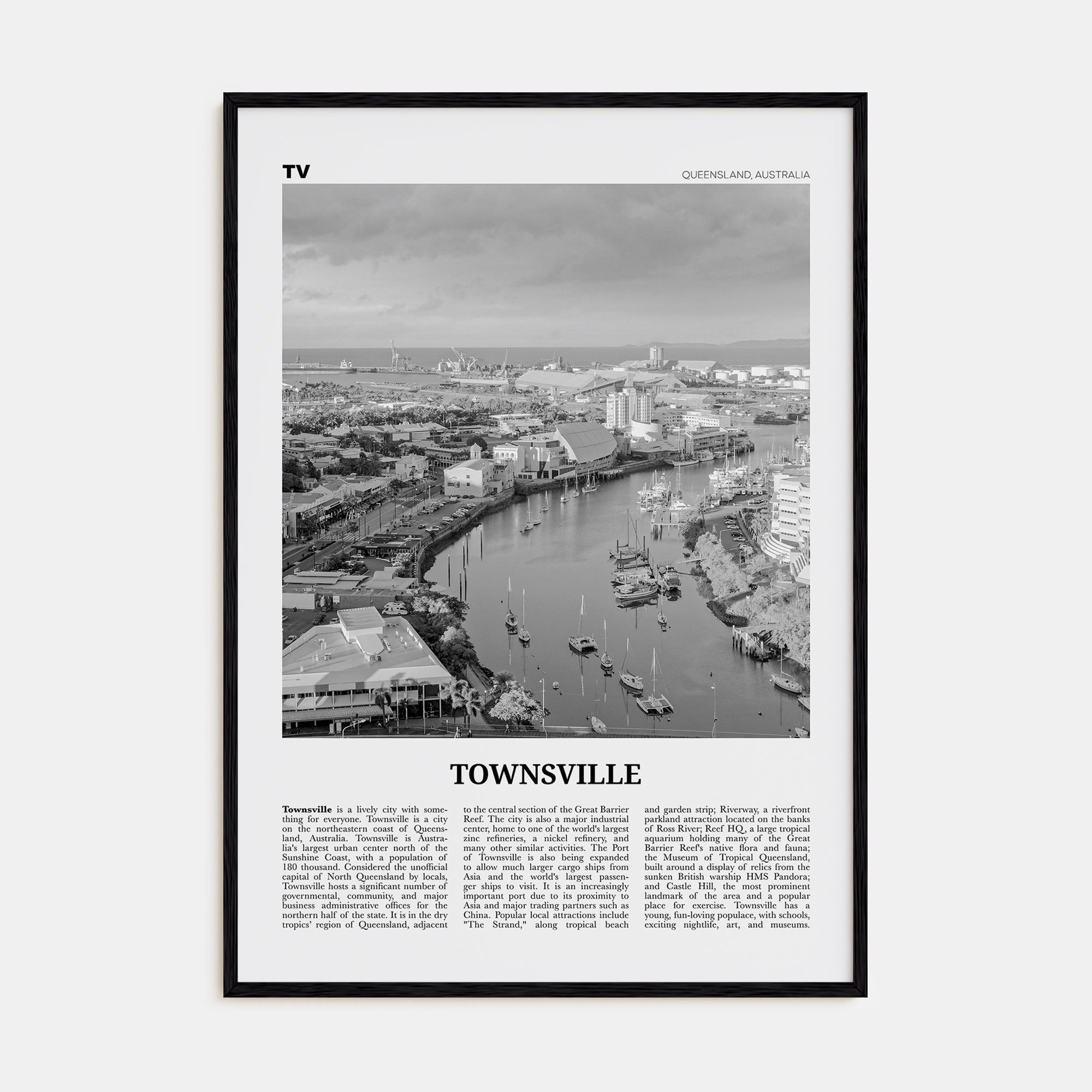 Townsville Travel B&W Poster