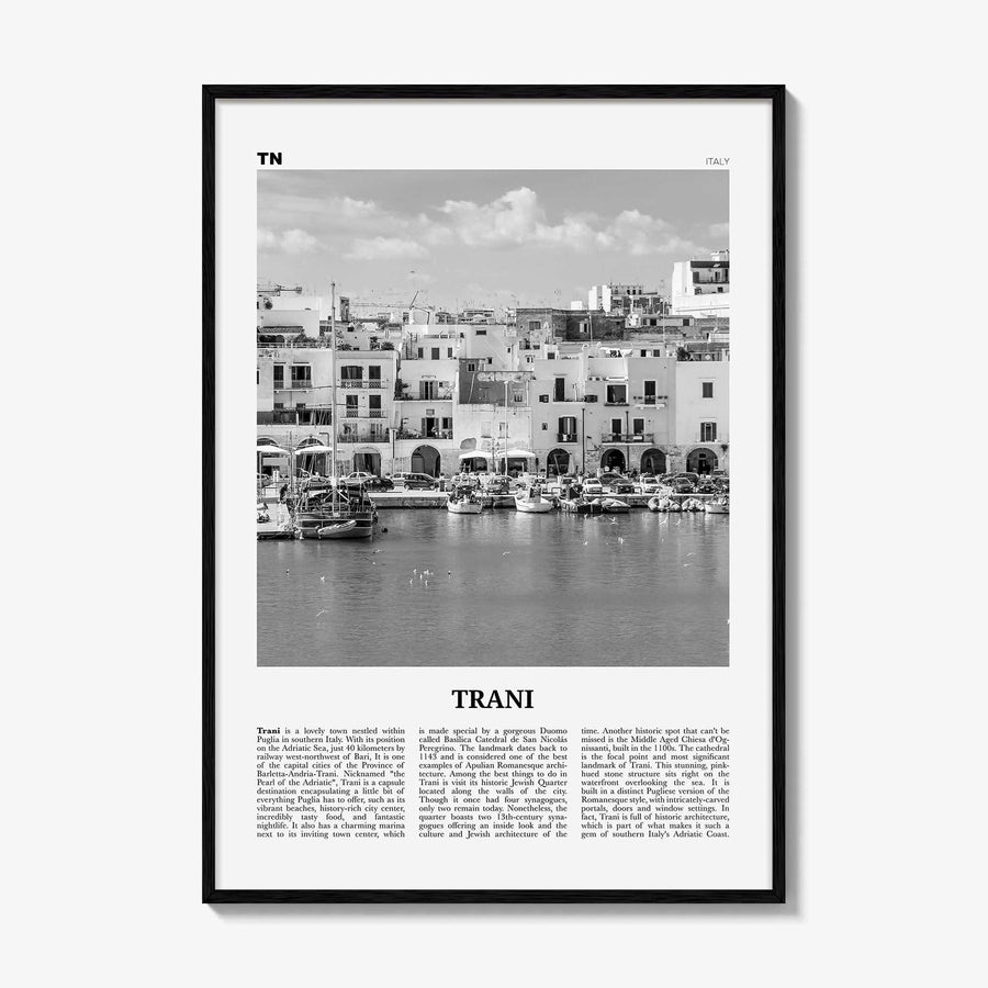 Trani Print Black and White, Trani Wall Art, Trani Poster, Trani Photo, Trani Wall Décor, Trani Map, Italy