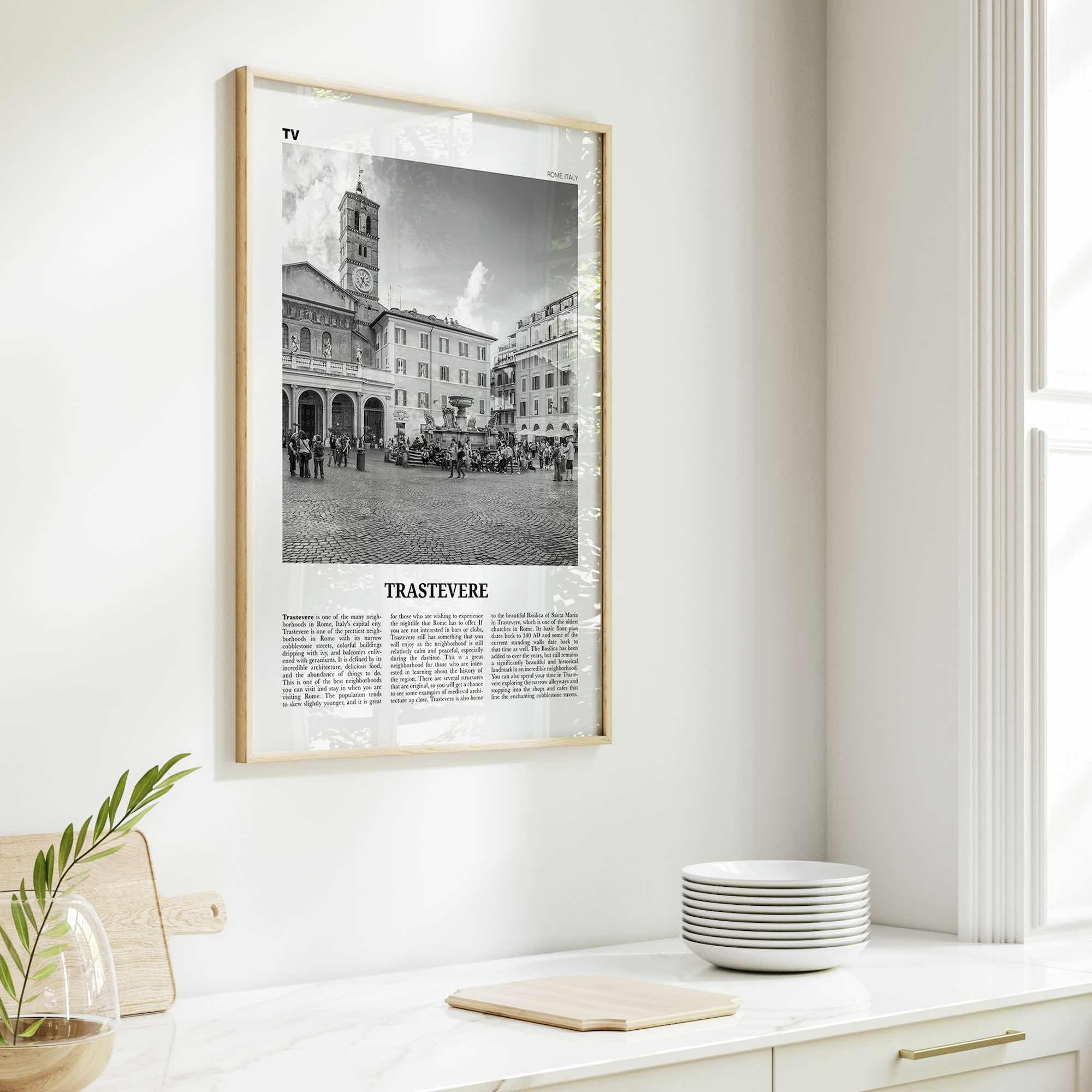 Trastevere Print Black and White, Trastevere Wall Art, Trastevere Poster, Trastevere Photo, Trastevere Wall Décor, Rome, Italy, Italia