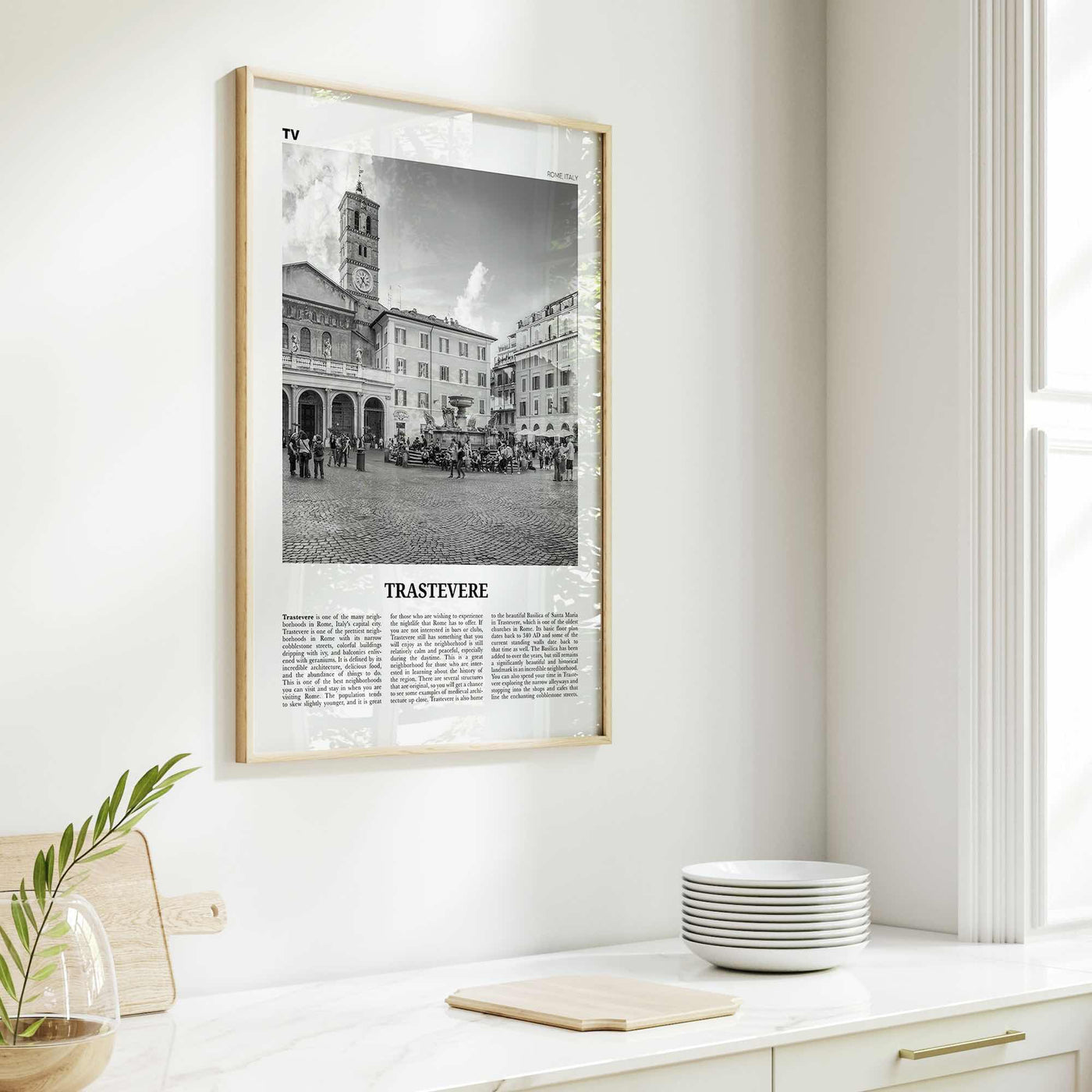 Trastevere Print Black and White, Trastevere Wall Art, Trastevere Poster, Trastevere Photo, Trastevere Wall Décor, Rome, Italy, Italia