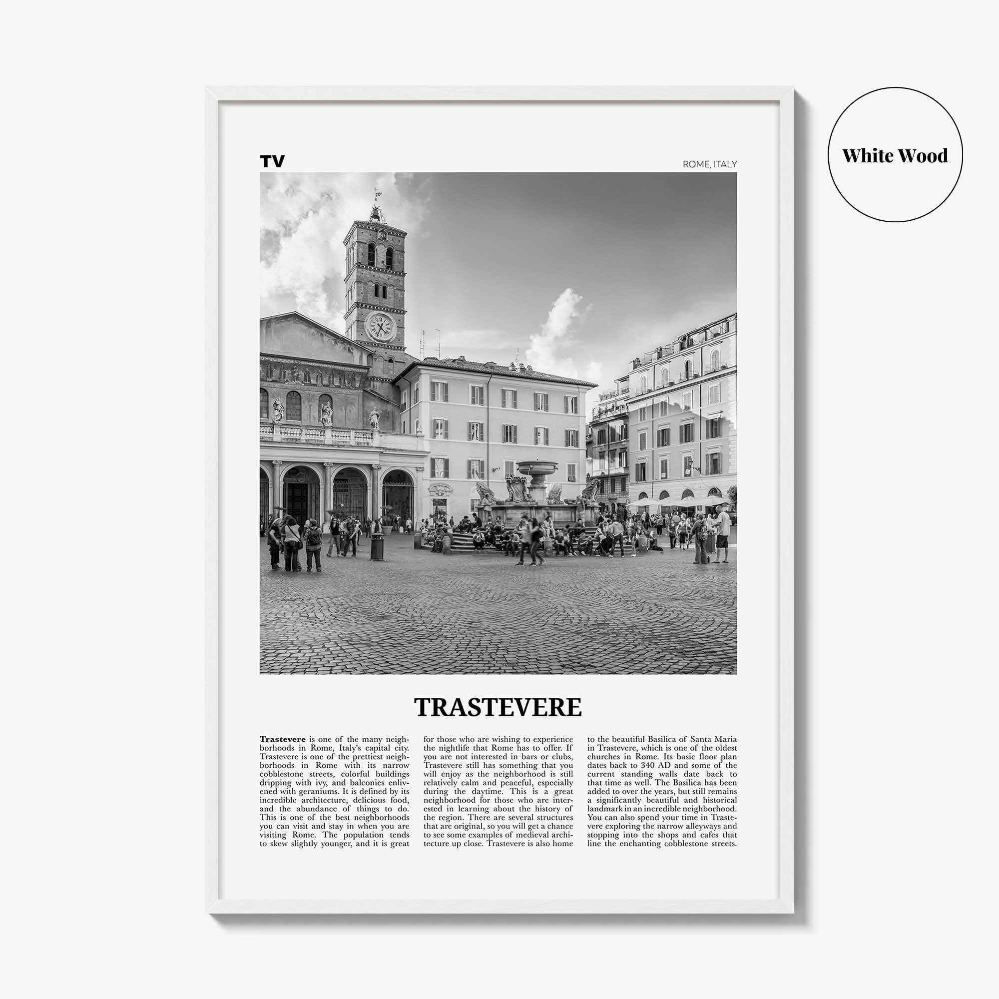 Trastevere Print Black and White, Trastevere Wall Art, Trastevere Poster, Trastevere Photo, Trastevere Wall Décor, Rome, Italy, Italia
