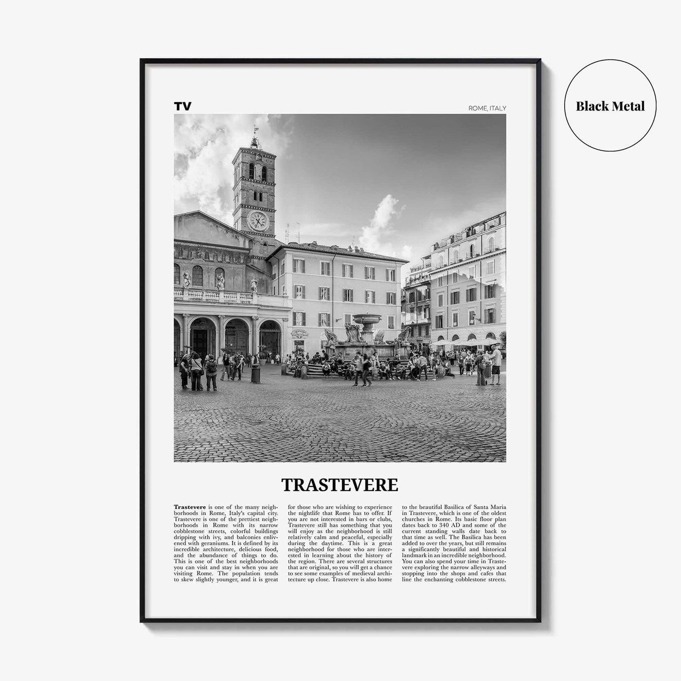 Trastevere Print Black and White, Trastevere Wall Art, Trastevere Poster, Trastevere Photo, Trastevere Wall Décor, Rome, Italy, Italia