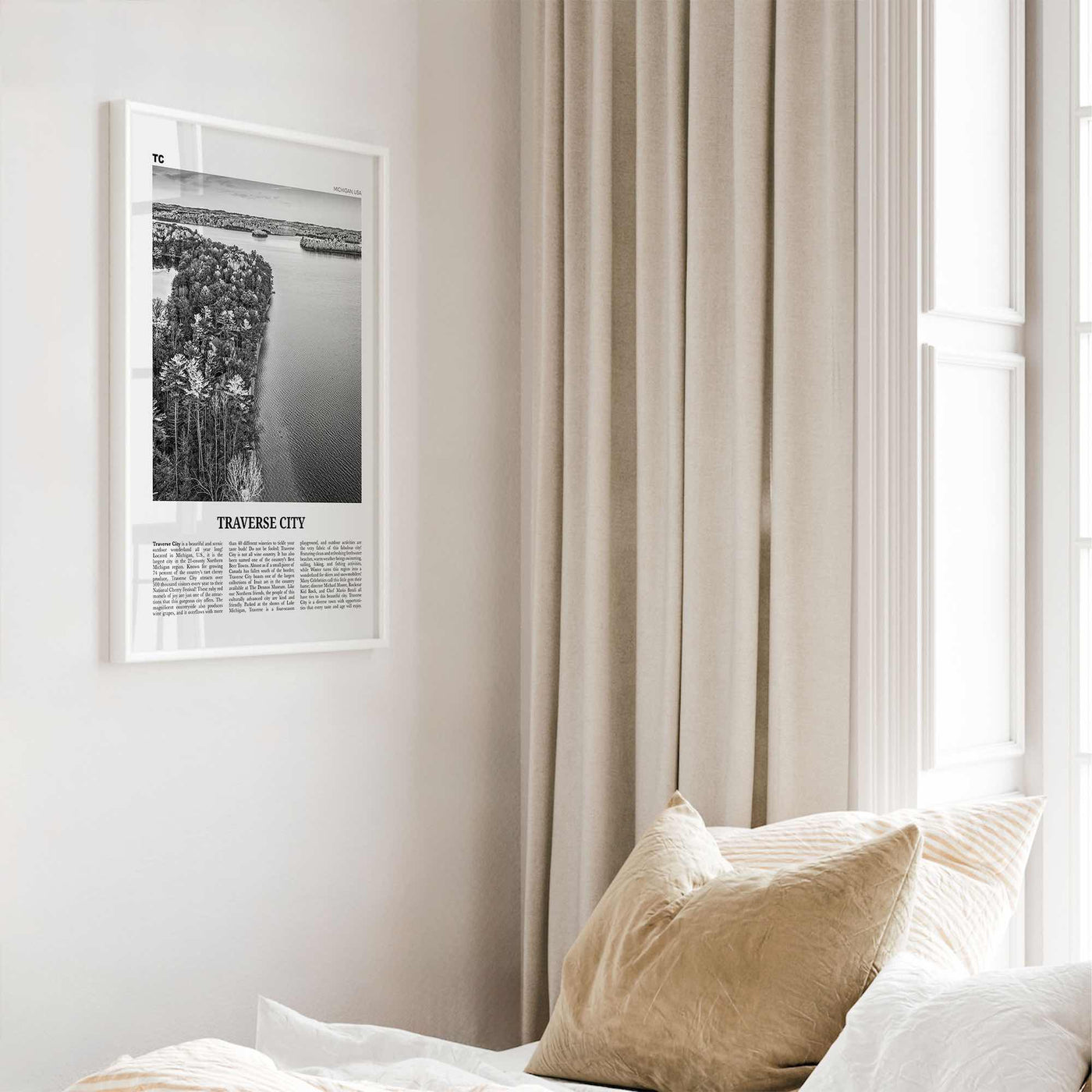 Traverse City Print Black and White, Traverse City Wall Art, Traverse City Poster, Traverse City Photo, Traverse Wall Décor, Michigan, USA