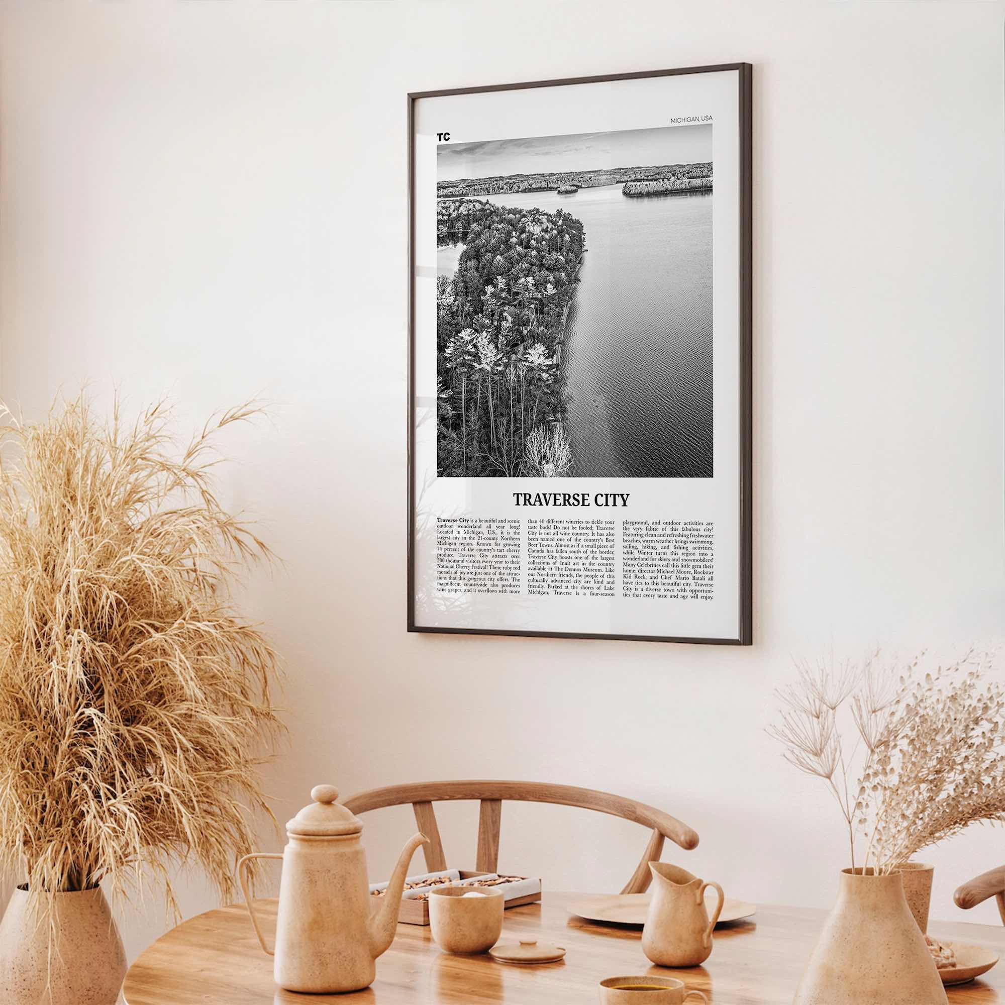 Traverse City Print Black and White, Traverse City Wall Art, Traverse City Poster, Traverse City Photo, Traverse Wall Décor, Michigan, USA