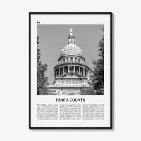 Travis County Print Black and White, Travis County Wall Art, Travis County Poster, Travis County Photo, Travis County Wall Décor, Travis Map