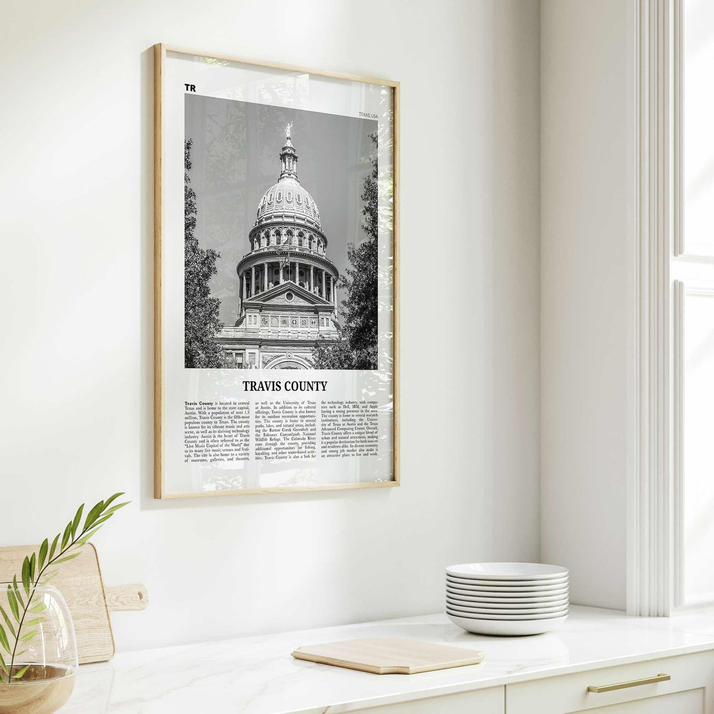 Travis County Print Black and White, Travis County Wall Art, Travis County Poster, Travis County Photo, Travis County Wall Décor, Travis Map