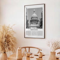 Travis County Print Black and White, Travis County Wall Art, Travis County Poster, Travis County Photo, Travis County Wall Décor, Travis Map