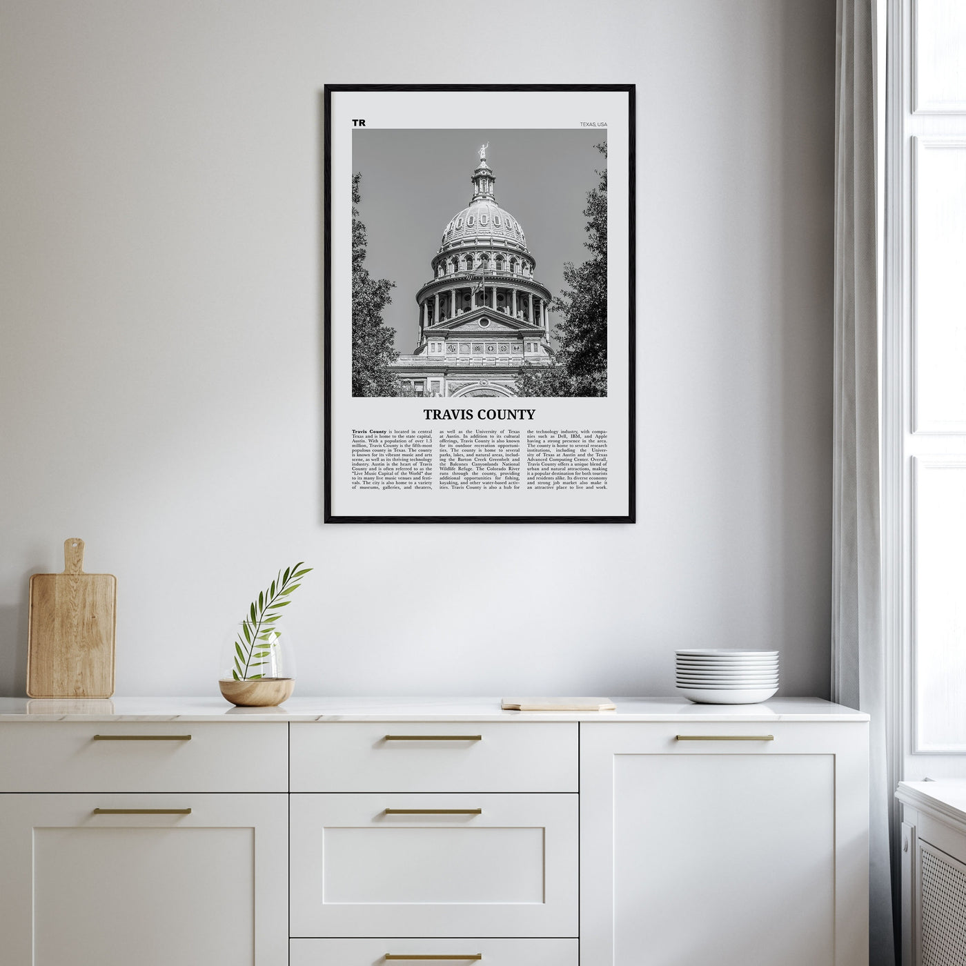 Travis County Travel B&W Poster