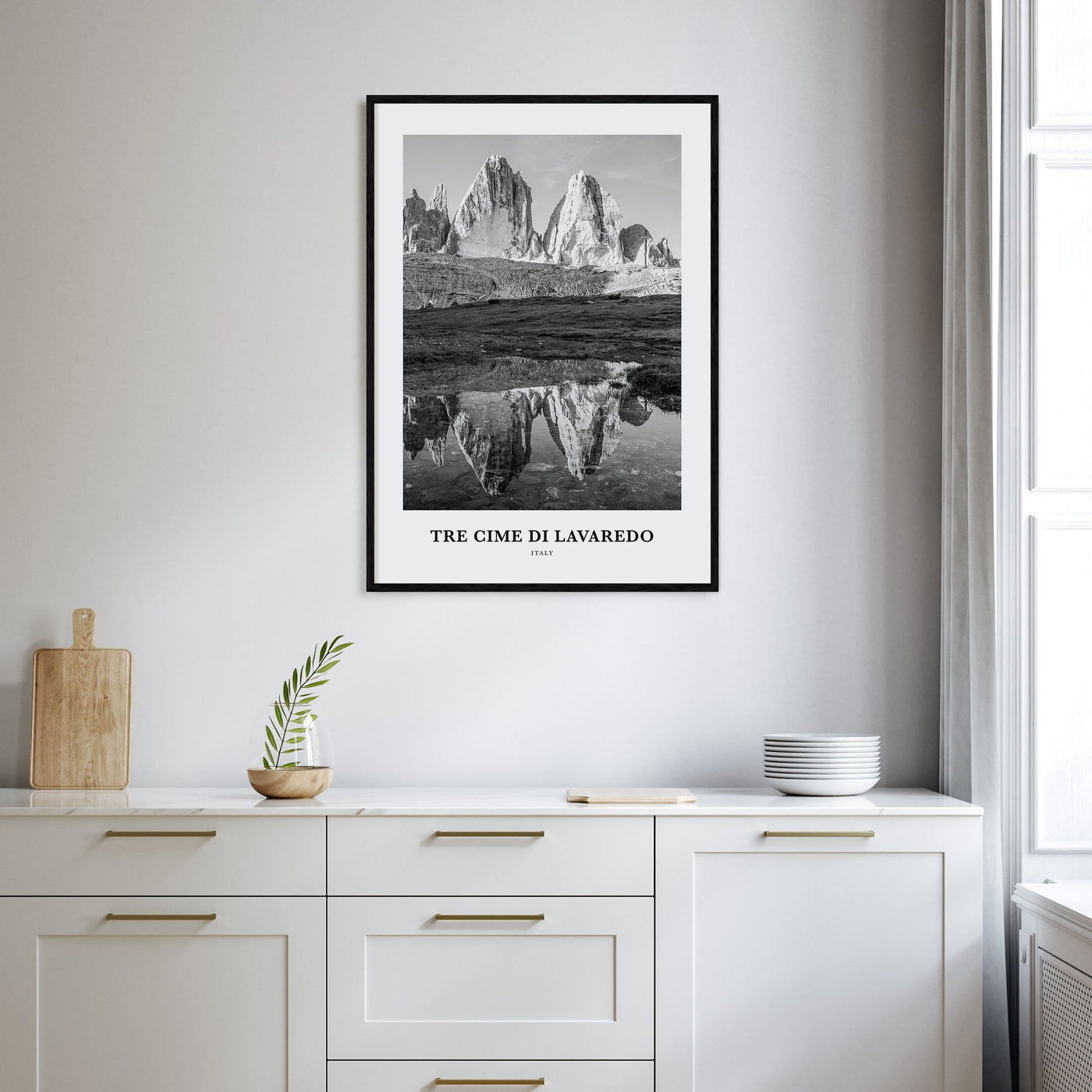 Tre Cime di Lavaredo Portrait B&W Poster