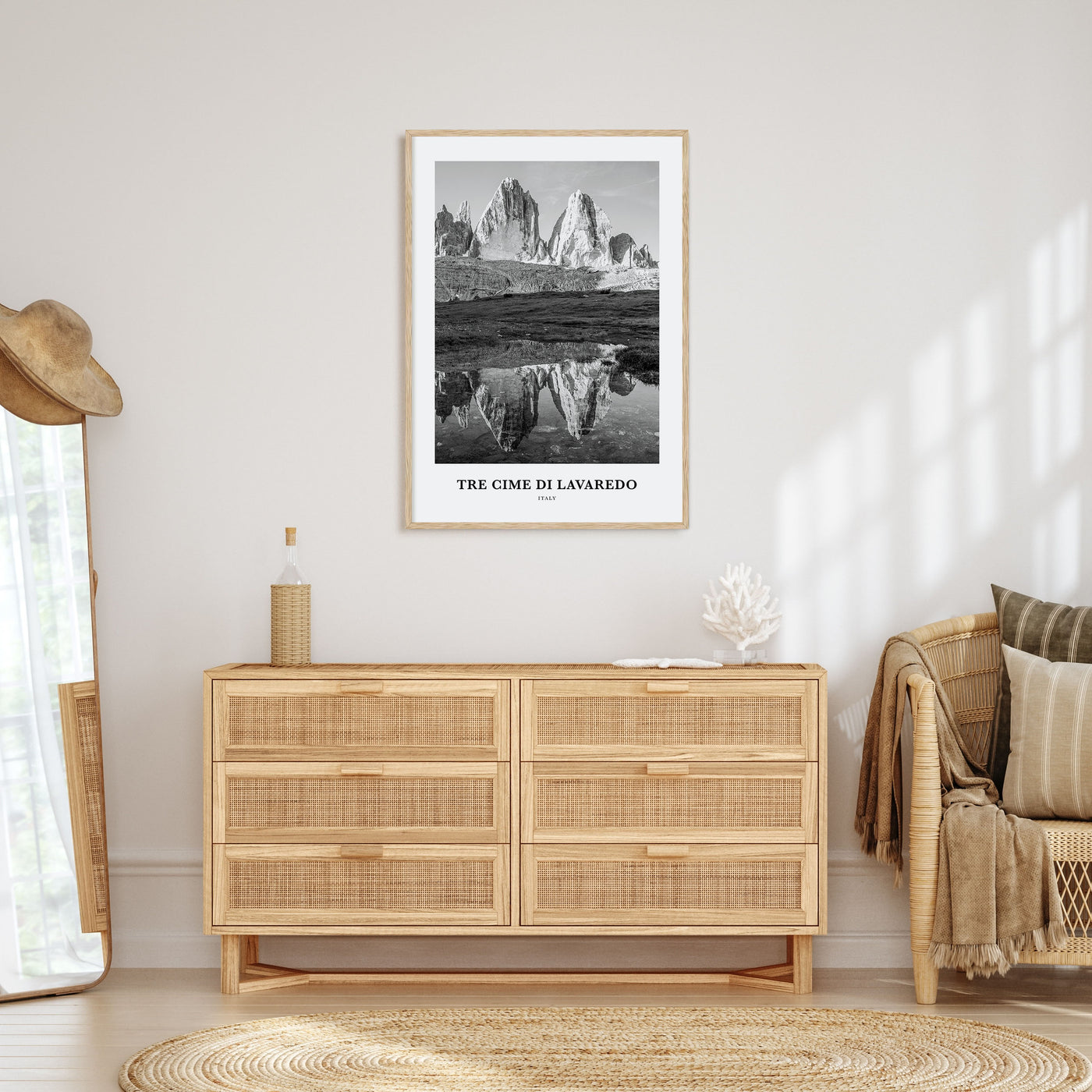 Tre Cime di Lavaredo Portrait B&W Poster