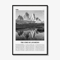 Tre Cime di Lavaredo Print Black and White, Tre Cime di Lavaredo Wall Art, Tre Cime di Lavaredo Poster, Tre Cime di Lavaredo Photo, Italy