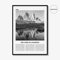 Tre Cime di Lavaredo Print Black and White, Tre Cime di Lavaredo Wall Art, Tre Cime di Lavaredo Poster, Tre Cime di Lavaredo Photo, Italy