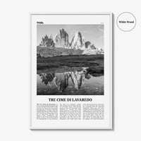 Tre Cime di Lavaredo Print Black and White, Tre Cime di Lavaredo Wall Art, Tre Cime di Lavaredo Poster, Tre Cime di Lavaredo Photo, Italy