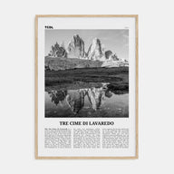 Tre Cime di Lavaredo Travel B&W Poster