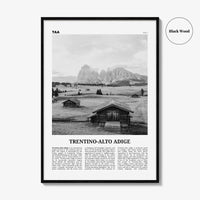 Trentino Alto Adige Print Black and White, Trentino-Alto Adige Wall Art, Trentino-Alto Adige Poster, Trentino-Alto Adige Photo, Décor, Map