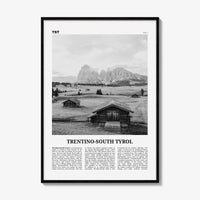 Trentino South Tyrol Print Black and White, Trentino South Tyrol Wall Art, Trentino Poster, Photo, Wall Décor, Trentino South Tyrol Map