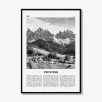 Trentino Print Black and White, Trentino Wall Art, Trentino Poster, Trentino Photo, Trentino Wall Décor, Trentino Map, Italy