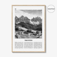 Trentino Print Black and White, Trentino Wall Art, Trentino Poster, Trentino Photo, Trentino Wall Décor, Trentino Map, Italy