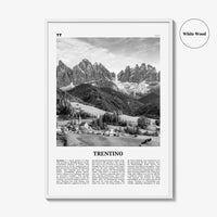 Trentino Print Black and White, Trentino Wall Art, Trentino Poster, Trentino Photo, Trentino Wall Décor, Trentino Map, Italy