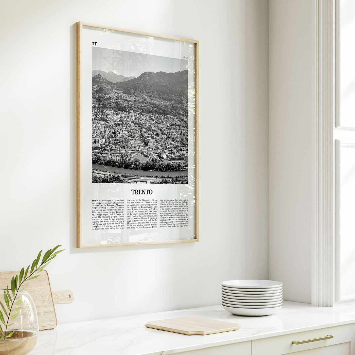 Trento Print Black and White, Trento Wall Art, Trento Poster, Trento Photo, Trento Wall Décor, Trento Map, Italy