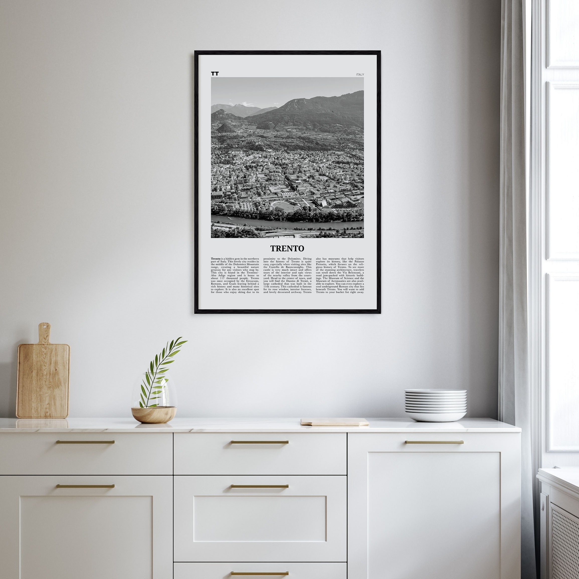 Trento Travel B&W Poster