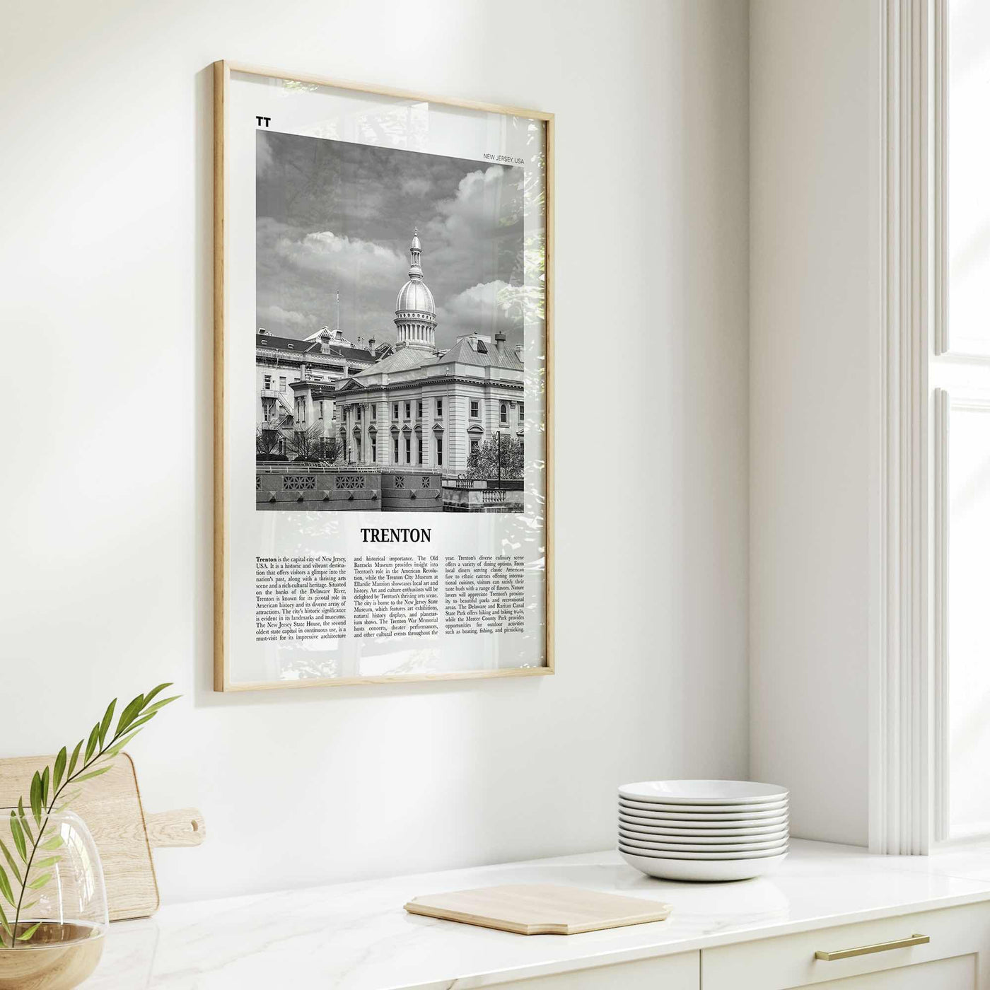 Trenton Print Black and White, Trenton Wall Art, Trenton Poster, Trenton Photo, Trenton Wall Décor, Trenton Map, New Jersey, USA