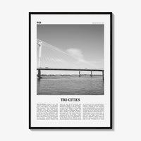 Tri Cities Print Black and White, Tri-Cities Wall Art, Tri-Cities Poster, Tri-Cities Photo, Tri-Cities Décor, Tri-Cities Map, Washington USA