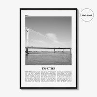 Tri Cities Print Black and White, Tri-Cities Wall Art, Tri-Cities Poster, Tri-Cities Photo, Tri-Cities Décor, Tri-Cities Map, Washington USA