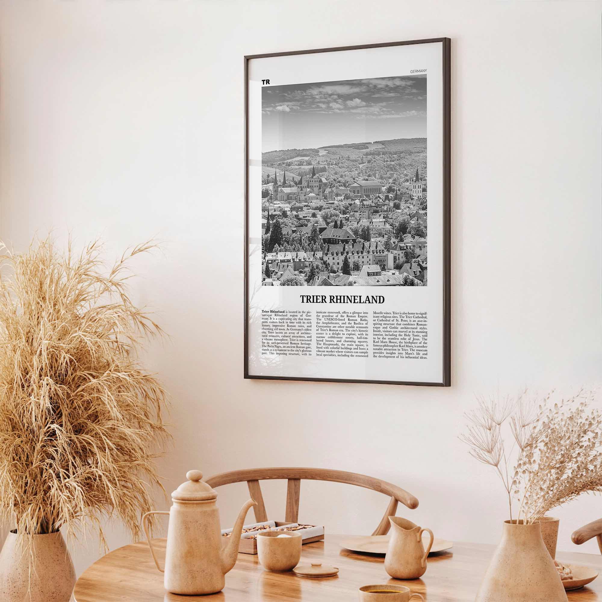 Trier Rhineland Print Black and White, Trier Rhineland Wall Art, Trier Rhineland Poster, Trier Rhineland Photo, Trier Wall Décor, Trier Map