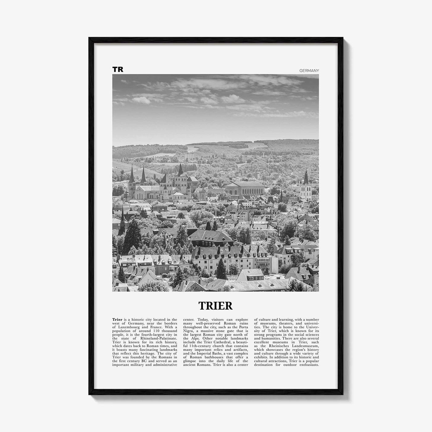 Trier Print Black and White, Trier Wall Art, Trier Poster, Trier Photo, Trier Wall Décor, Trier Map, Germany