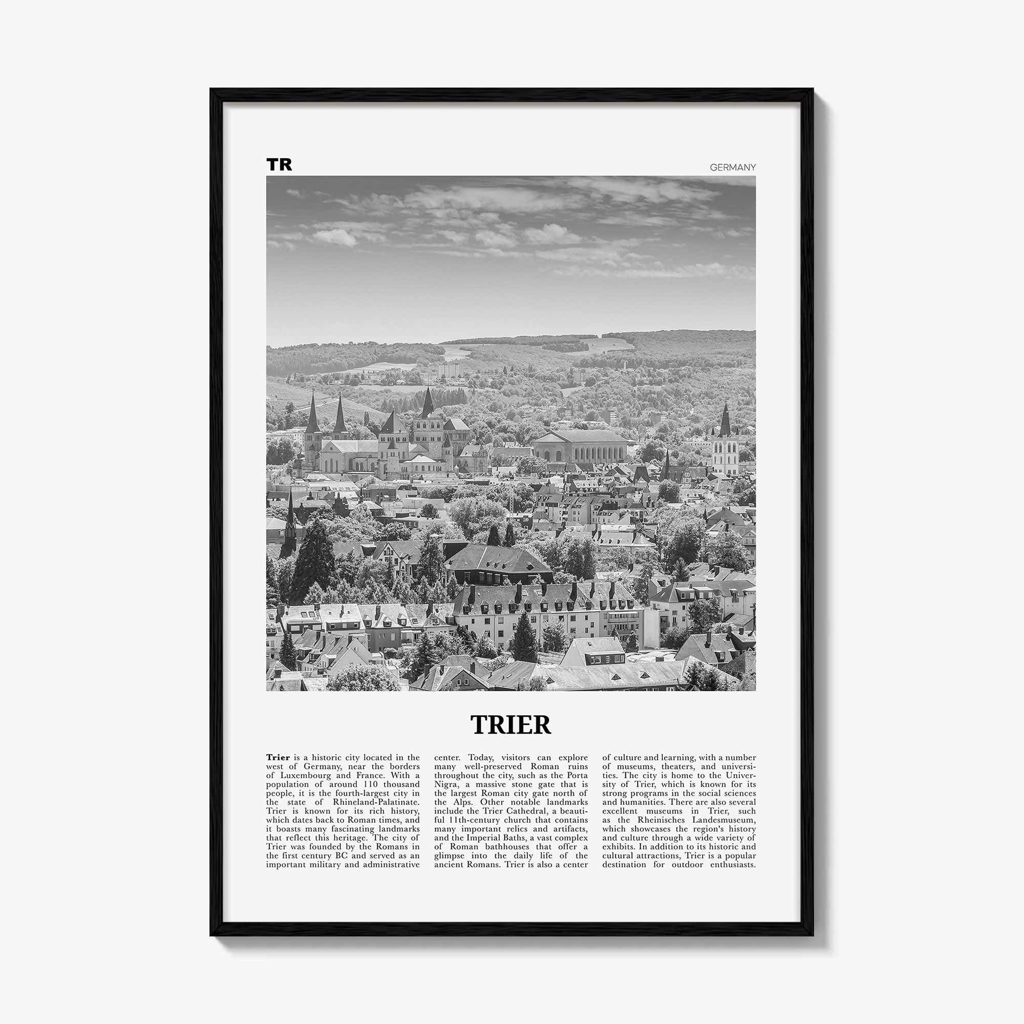 Trier Print Black and White, Trier Wall Art, Trier Poster, Trier Photo, Trier Wall Décor, Trier Map, Germany