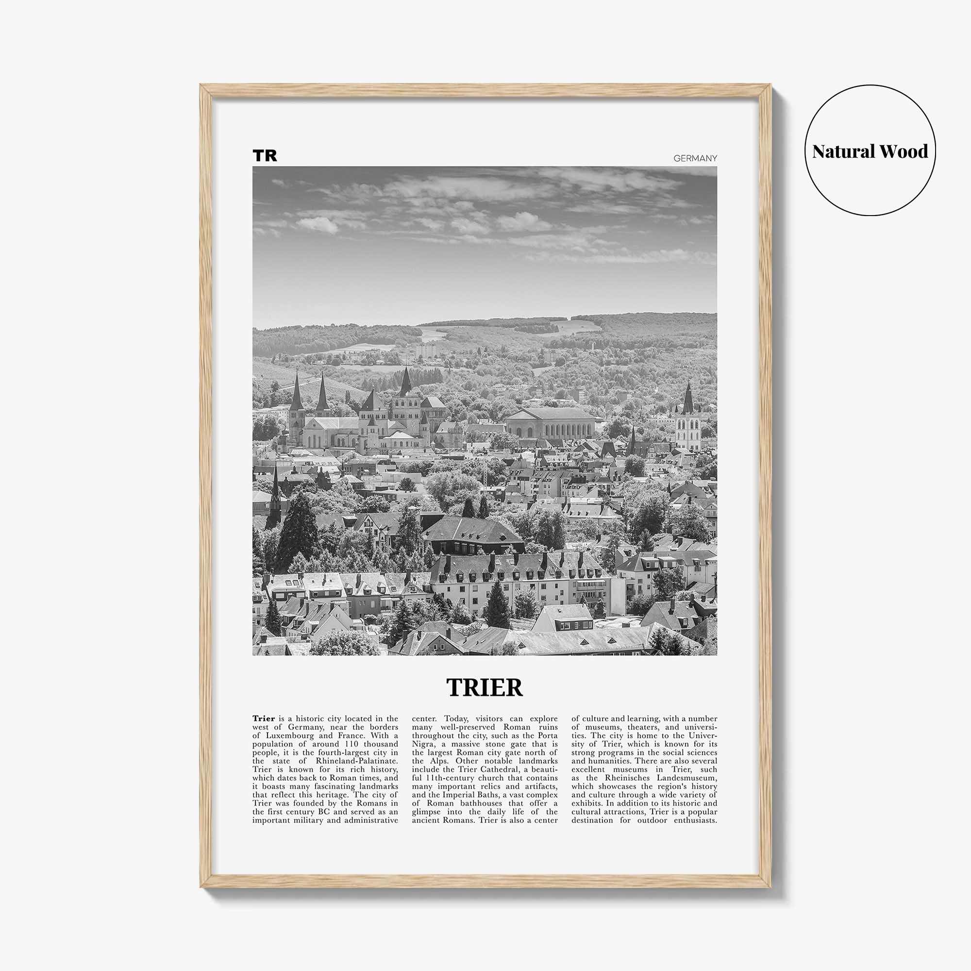 Trier Print Black and White, Trier Wall Art, Trier Poster, Trier Photo, Trier Wall Décor, Trier Map, Germany