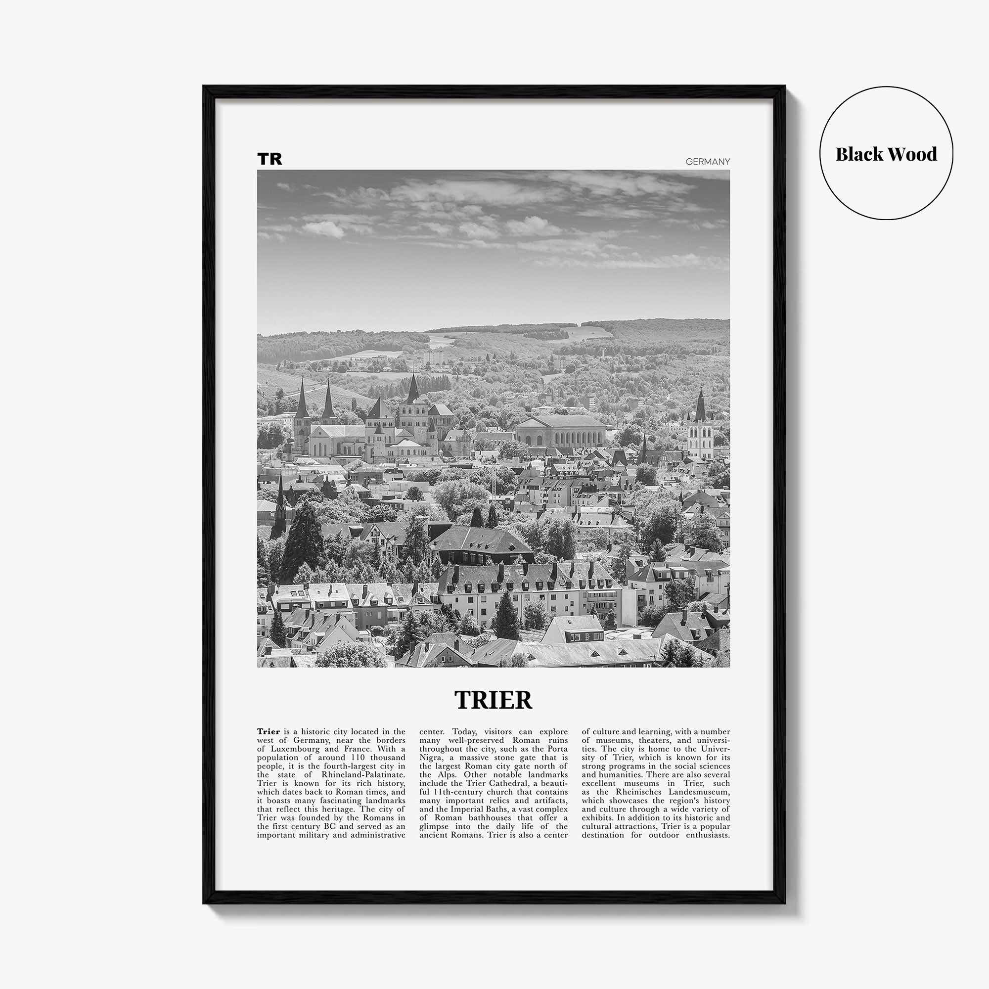 Trier Print Black and White, Trier Wall Art, Trier Poster, Trier Photo, Trier Wall Décor, Trier Map, Germany