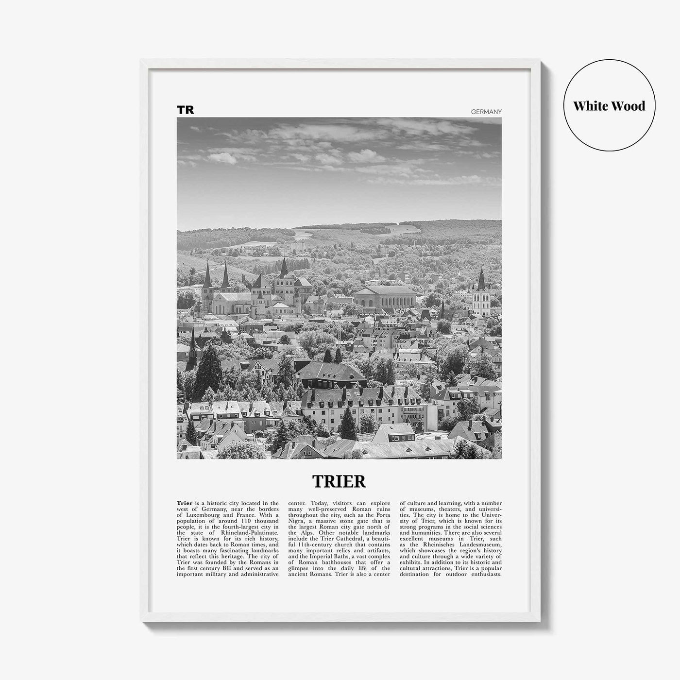 Trier Print Black and White, Trier Wall Art, Trier Poster, Trier Photo, Trier Wall Décor, Trier Map, Germany