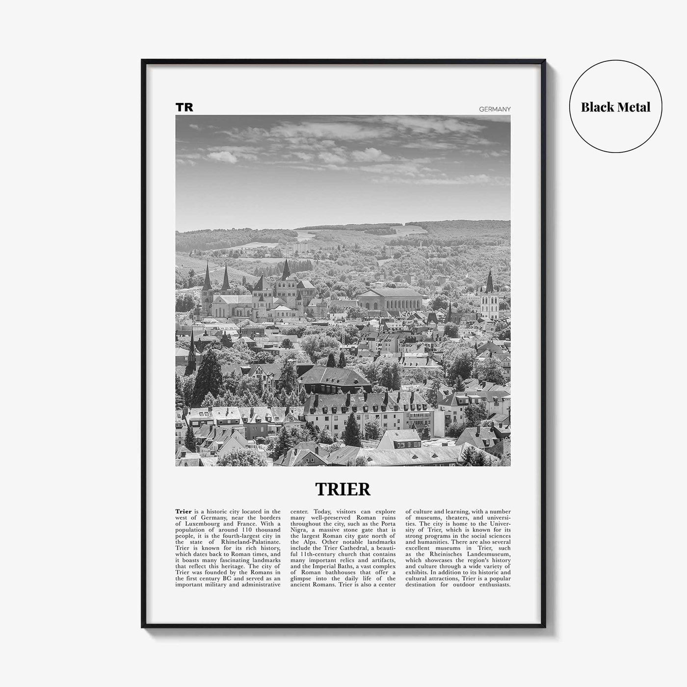 Trier Print Black and White, Trier Wall Art, Trier Poster, Trier Photo, Trier Wall Décor, Trier Map, Germany