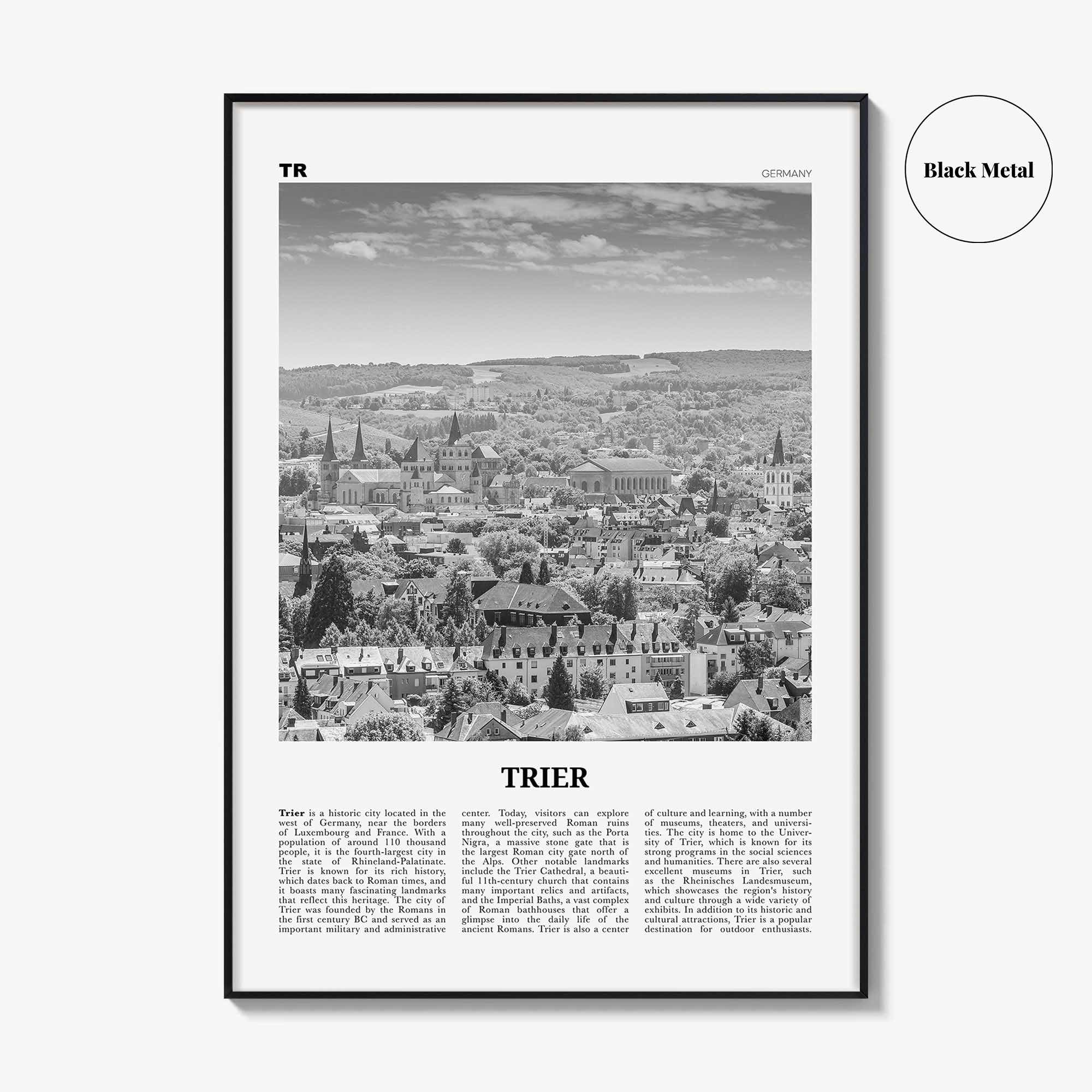 Trier Print Black and White, Trier Wall Art, Trier Poster, Trier Photo, Trier Wall Décor, Trier Map, Germany