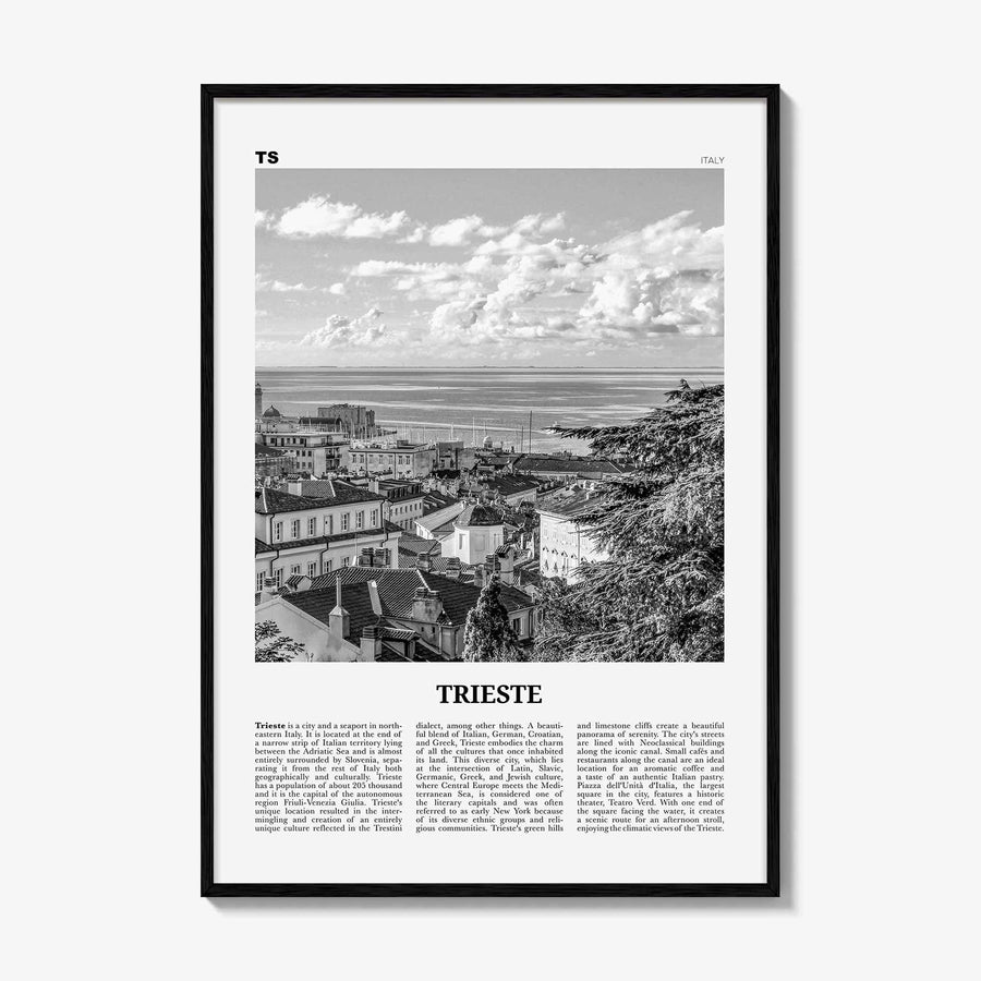 Trieste Print Black and White, Trieste Wall Art, Trieste Poster, Trieste Photo, Trieste Wall Décor, Trst, Italy, Italia, Adriatic Sea