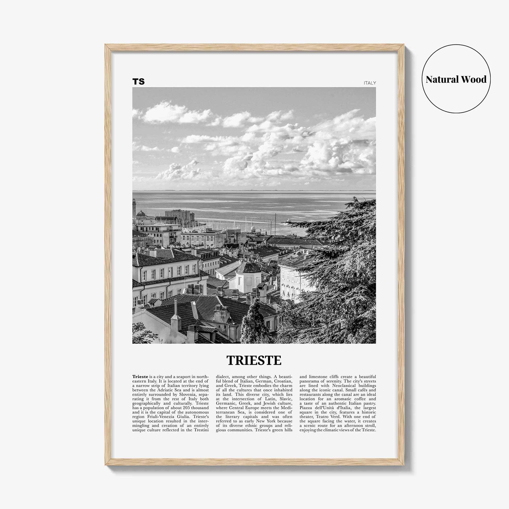 Trieste Print Black and White, Trieste Wall Art, Trieste Poster, Trieste Photo, Trieste Wall Décor, Trst, Italy, Italia, Adriatic Sea